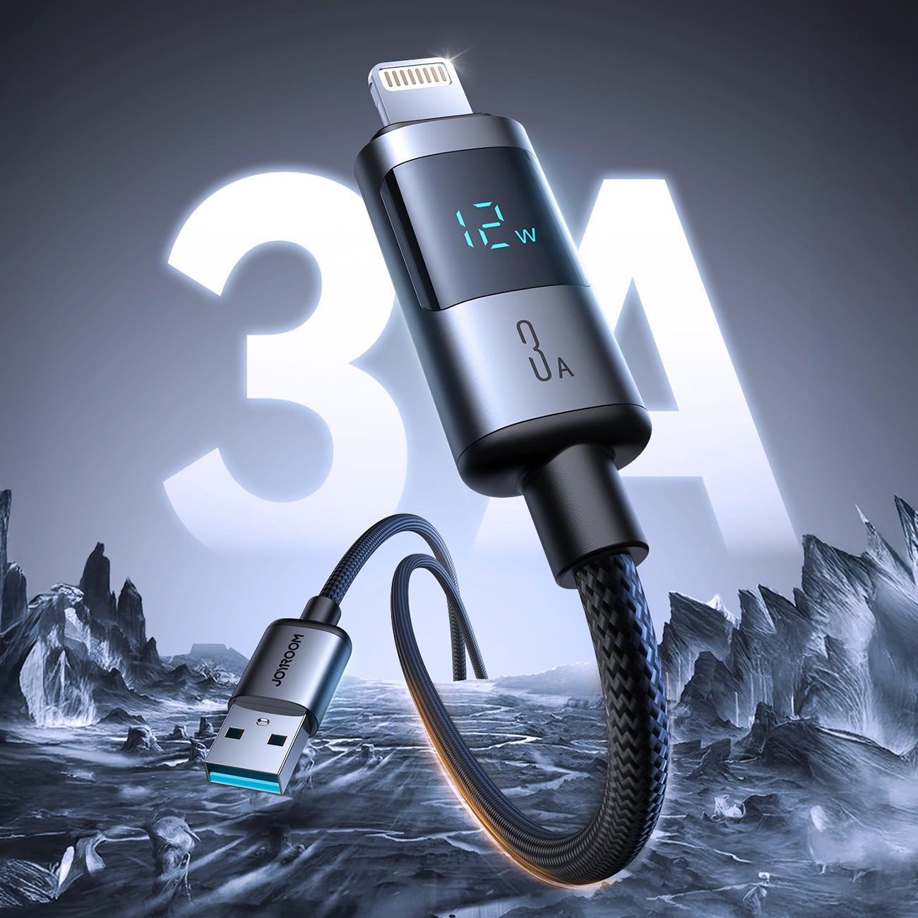 Kabl za podatke i punjenje USB-A - Lightning Joyroom S-A16 Pro Prism Display, 12W, 1.2m, Crni