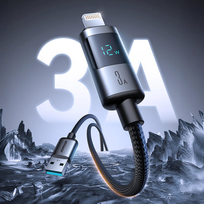 Kabl za podatke i punjenje USB-A - Lightning Joyroom S-A16 Pro Prism Display, 12W, 1.2m, Crni