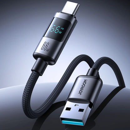 Kabl za podatke i punjenje USB-A - USB-C Joyroom S-A16 Pro Prism Display, 66W, 1.2m, Crni