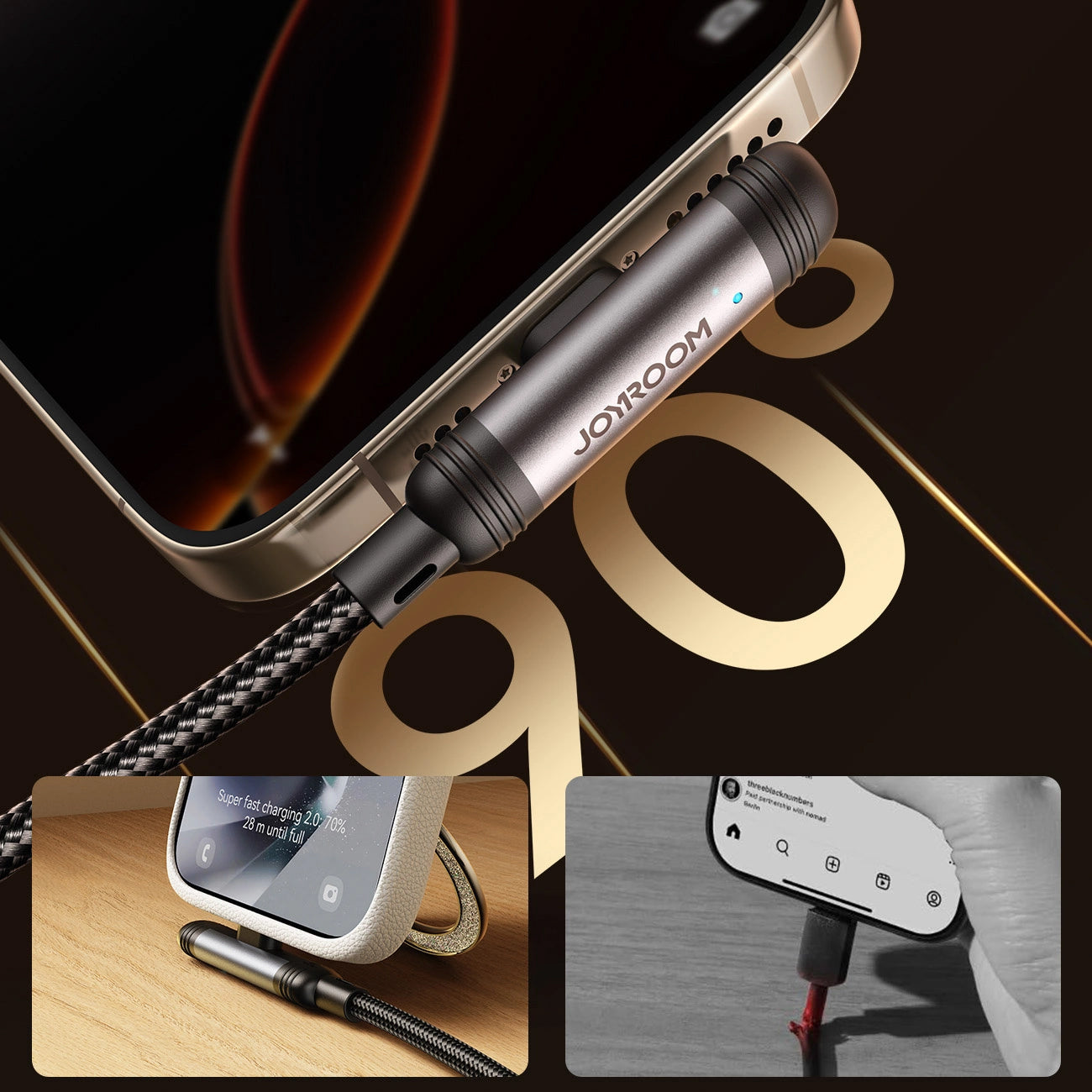 Kabl za podatke i punjenje USB-A - USB-C Joyroom S-A56 EnjoyX Angled, 20W, 1.2m, Crni
