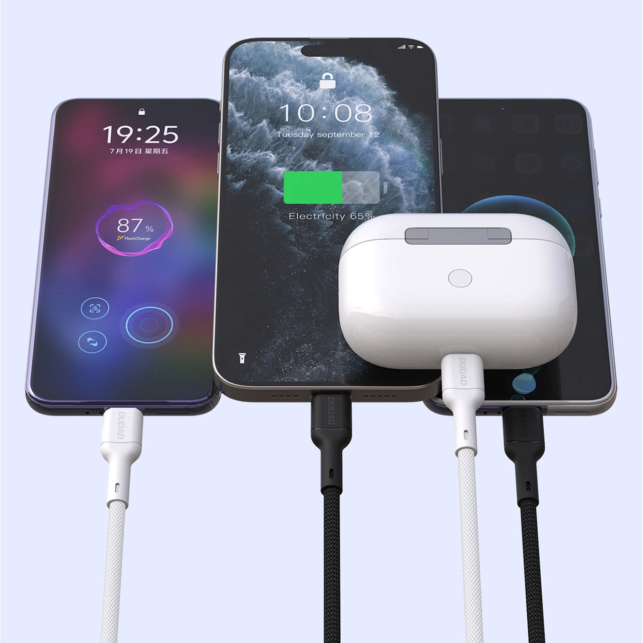 Kabl za podatke i punjenje USB-C - USB-C Dudao L9C, 65W, 1m, Bela