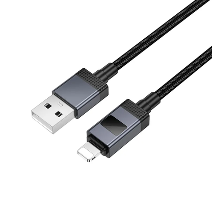 Kabl za Prenos Podataka i Punjenje USB-A - Lightning HOCO X118 Display, 12W, 1m, Crni