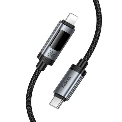 Kabl za prenos podataka i punjenje USB-C - Lightning HOCO Display U148, 27W, 1.2m, Crni