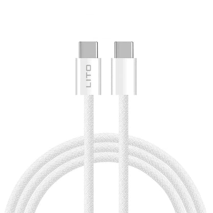 Kabl za podatke i punjenje USB-C - USB-C Lito LD04CC, 60W, 2m, Beli