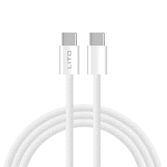 Kabl za podatke i punjenje USB-C - USB-C Lito LD04CC, 60W, 2m, Beli
