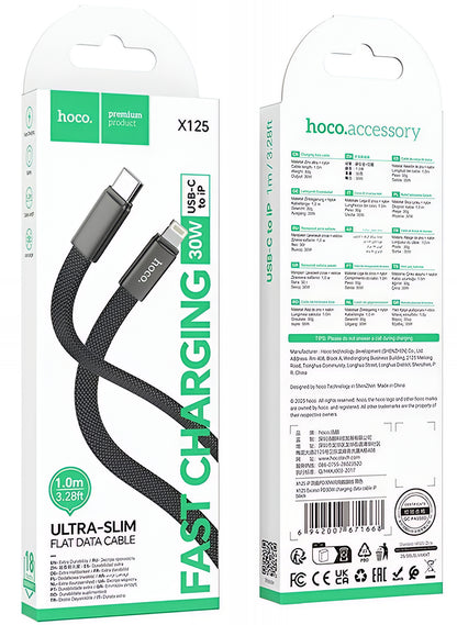 Kabl za prenos podataka i punjenje USB-C - Lightning HOCO X125, 30W, 1m, Crni