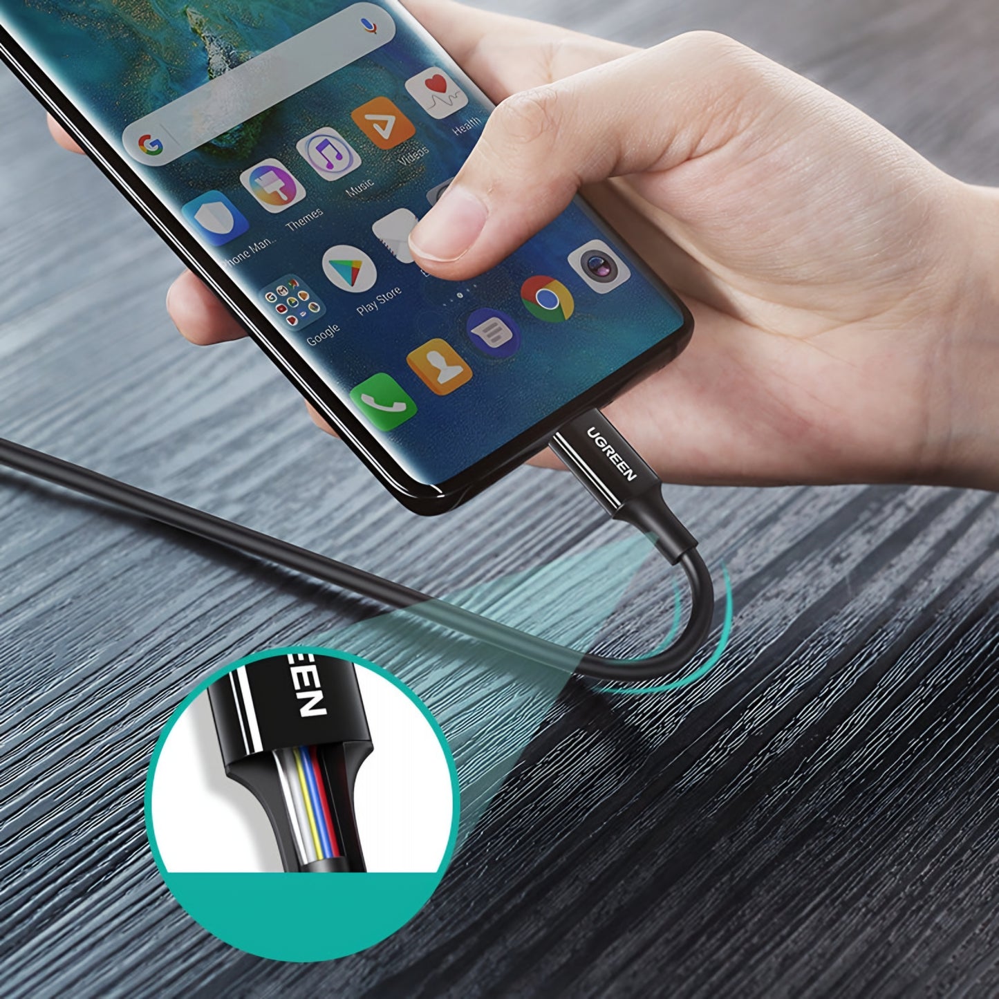 Kabl za podatke i punjenje USB-C - USB-C UGREEN US300, 100W, 2m, Bela