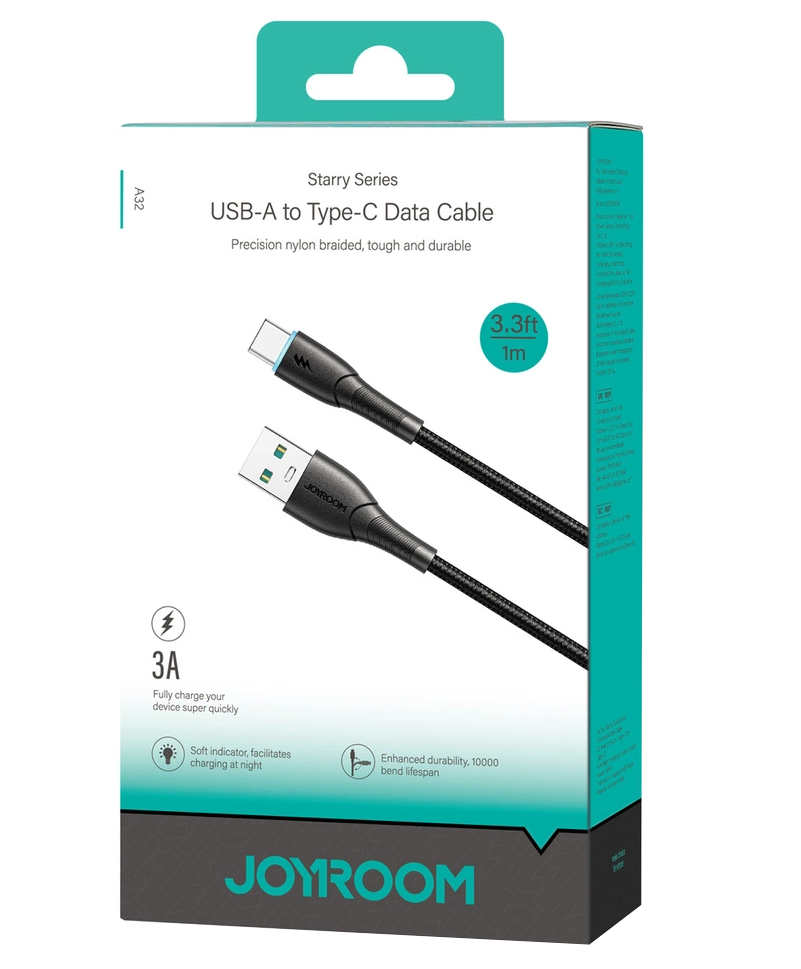Kabl za prenos podataka i punjenje USB-A - USB-C Joyroom S-A32, 18W, 1m, Crni