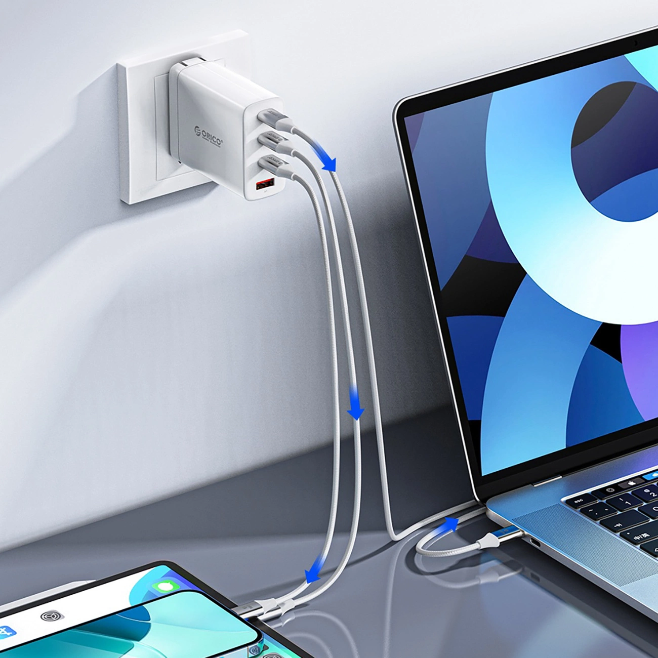 Kabl za prenos podataka i punjenje USB-C - USB-C Orico CDX, 60W, 1m, Bela