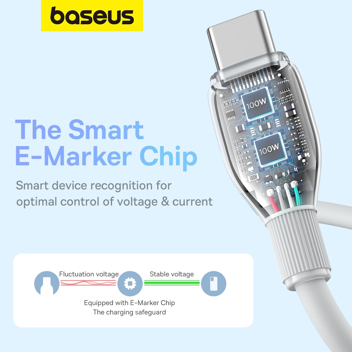 Kabl za Prenos Podataka i Punjenje USB-C - USB-C Baseus Pudding, 100W, 1.2m, Beli P10355702221-00