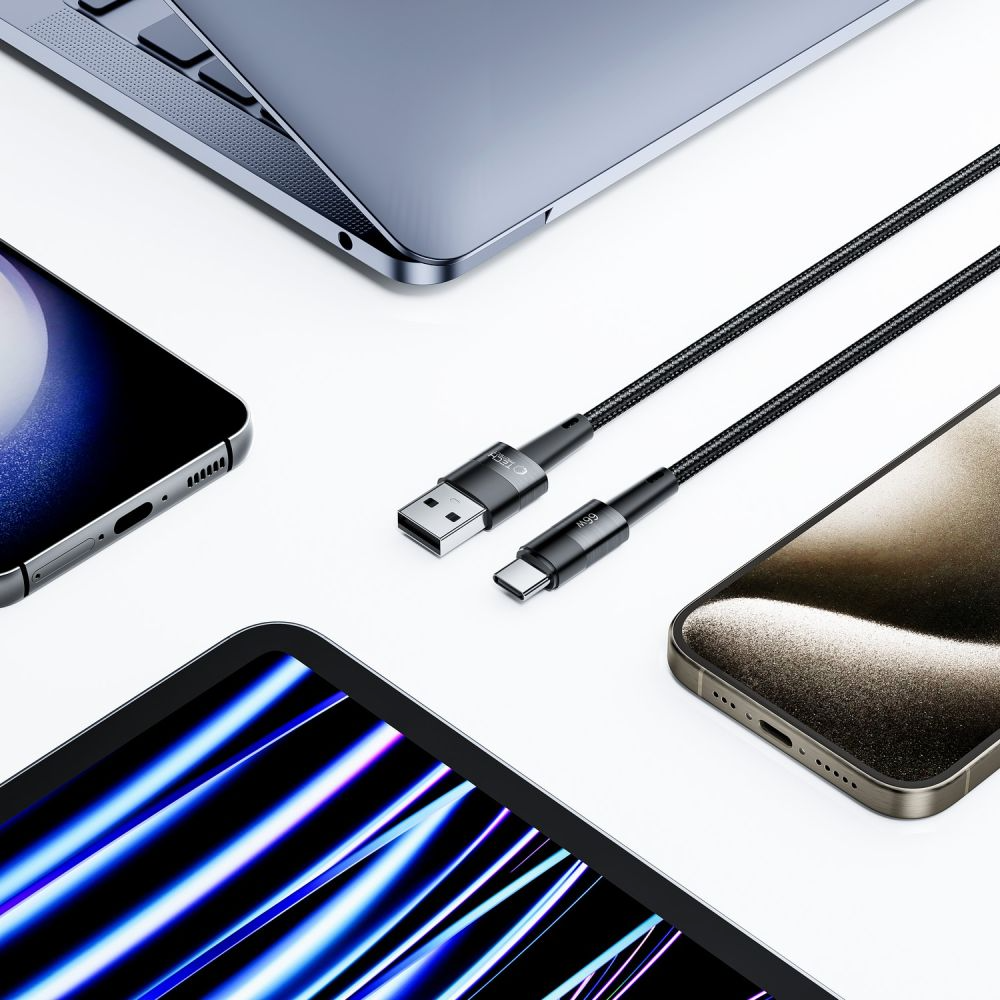 Kabl za prenos podataka i punjenje USB-A - USB-C Tech-Protect Ultraboost, 66W, 0.5m, Siva