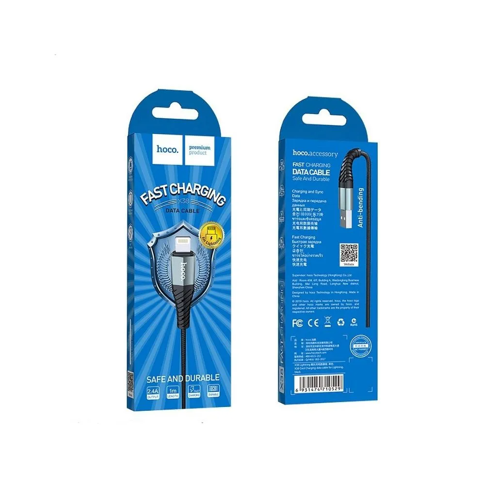 Kabl za Prenos Podataka i Punjenje USB-A - Lightning HOCO X38 Cool, 18W, 1m, Crni