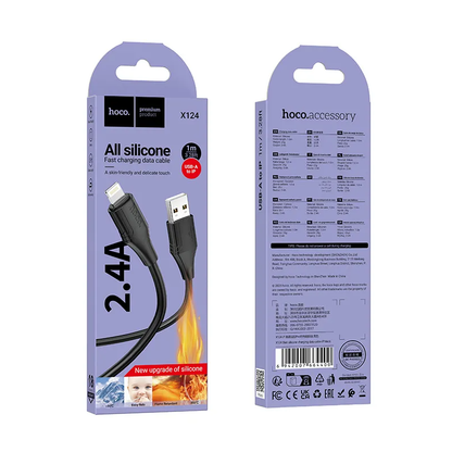 USB-A - Lightning HOCO X124 kabl za prenos podataka i punjenje, 18W, 1m, Crna