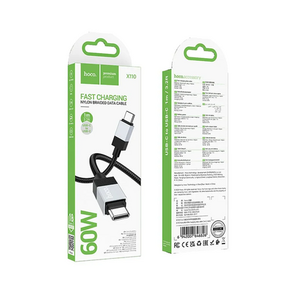 USB-C - USB-C HOCO X110 kabl za prenos podataka i punjenje, 60W, 1m, Crni