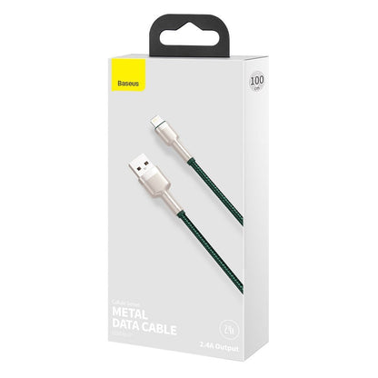 Kabl za prenos podataka i punjenje USB-A - Lightning Baseus Cafule Metal Series, 18W, 1m, Zeleni CALJK-A06