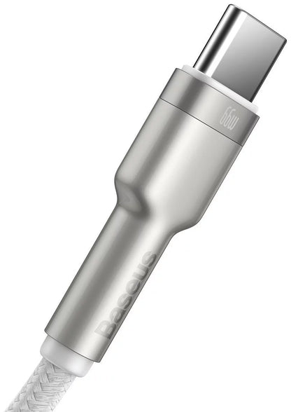 Kabl za Prenos Podataka i Punjenje USB-A - USB-C Baseus Cafule Metal Series, 66W, 1m, Beli CAKF000102
