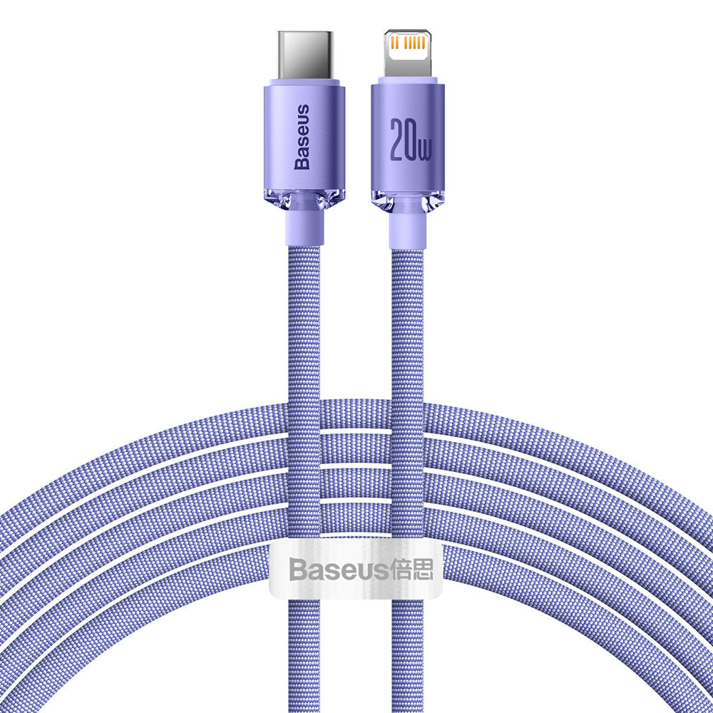 Kabl za prenos podataka i punjenje USB-C - Lightning Baseus Crystal Shine Series, 20W, 2m, Ljubičasti CAJY000305