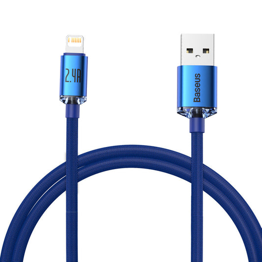 Kabel za Prijenos Podataka i Punjenje USB-A - Lightning Baseus Crystal Shine Series, 18W, 1.2m, Plavi CAJY000003