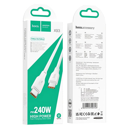 USB-C Data and Charging Cable - USB-C HOCO X93 USB-C, 240W, 1m, White