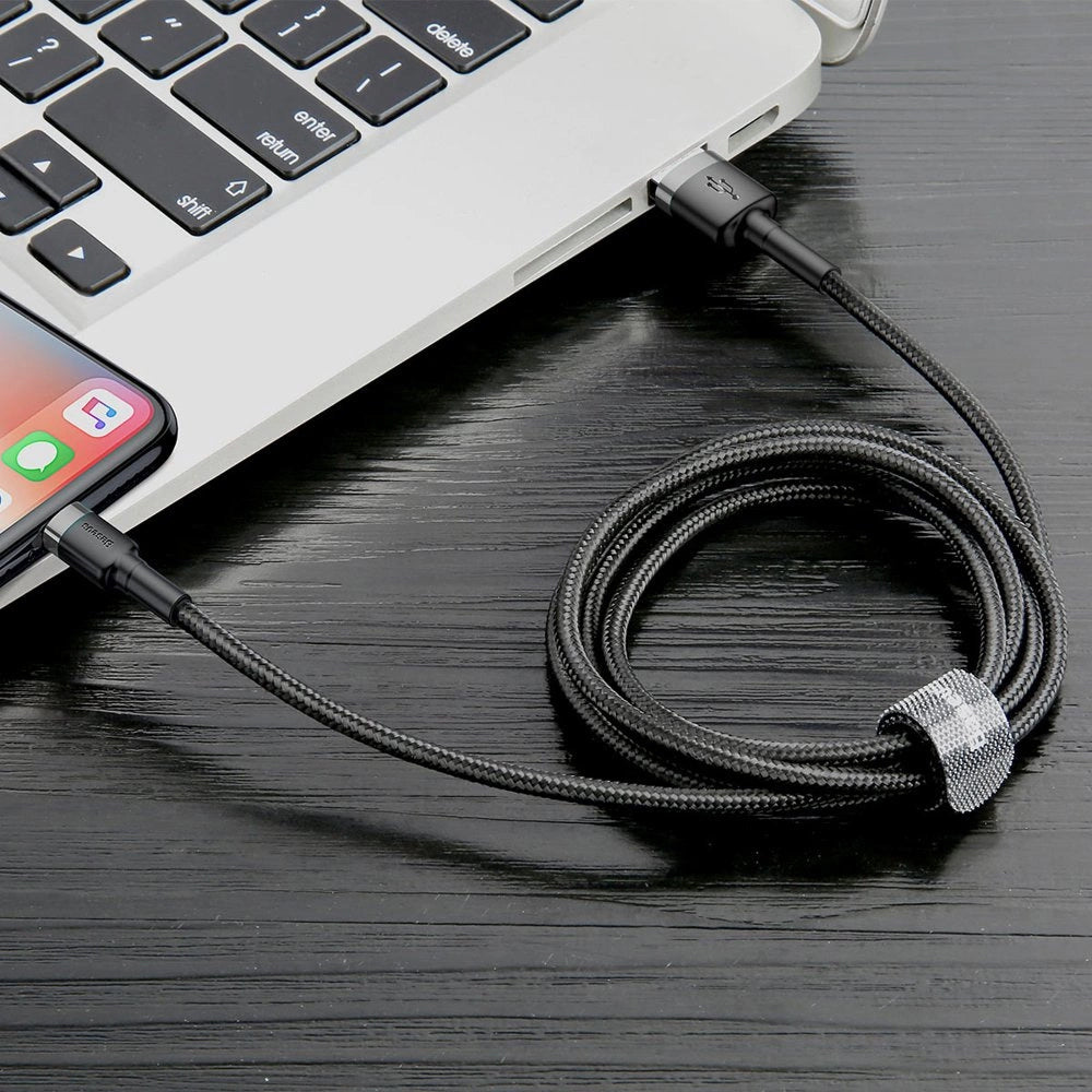 Data and Charging Cable USB-A - Lightning Baseus Cafule, 18W, 0.5m, Gray CALKLF-AG1 