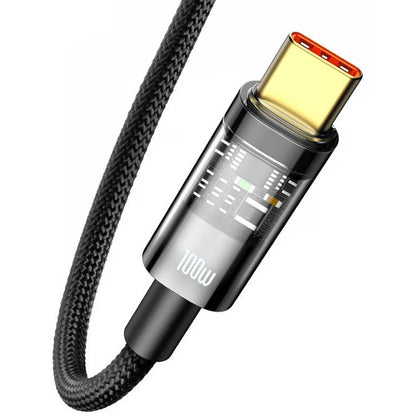 Kabl za Prenos Podataka i Punjenje USB-A - USB-C Baseus Explorer, 100W, 1m, Crni CATS000201