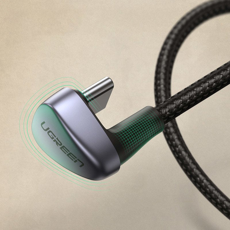 Kabl za Prenos Podataka i Punjenje USB-A - USB-C UGREEN US311 Angled, 18W, 1m, Sivi