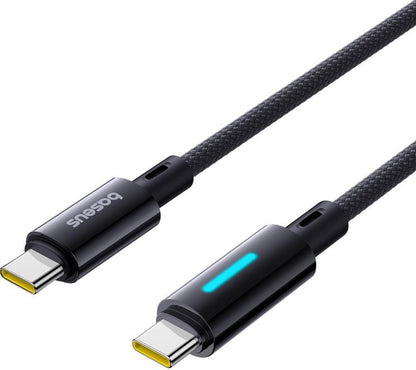 Kabl za podatke i punjenje USB-C - USB-C Baseus Lit Button Control, 100W, 2m, Crni P10379000121-01