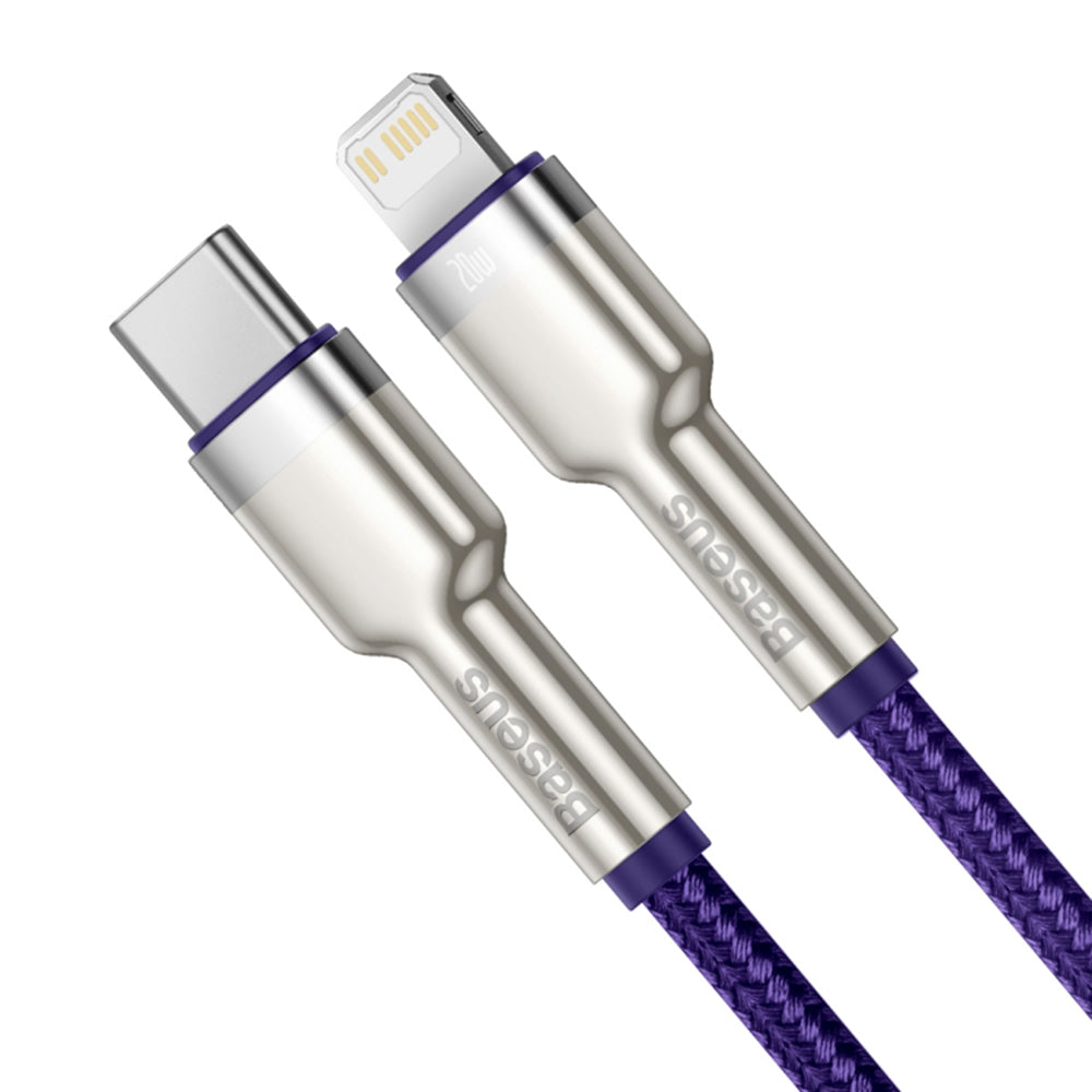 Kabl za prenos podataka i punjenje USB-C - Lightning Baseus Cafule Metal Series, 20W, 1m, Ljubičasti CATLJK-A05
