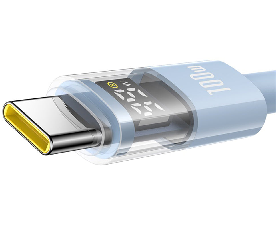 Kabl za prenos podataka i punjenje USB-A - USB-C Baseus Display 2, 100W, 2m, Plavi P10382701311-01