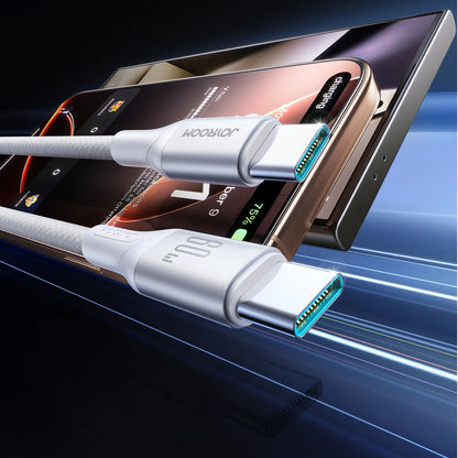 Kabl za prenos podataka i punjenje USB-C - USB-C Joyroom S-A28 Flash, 60W, 2m, Bela