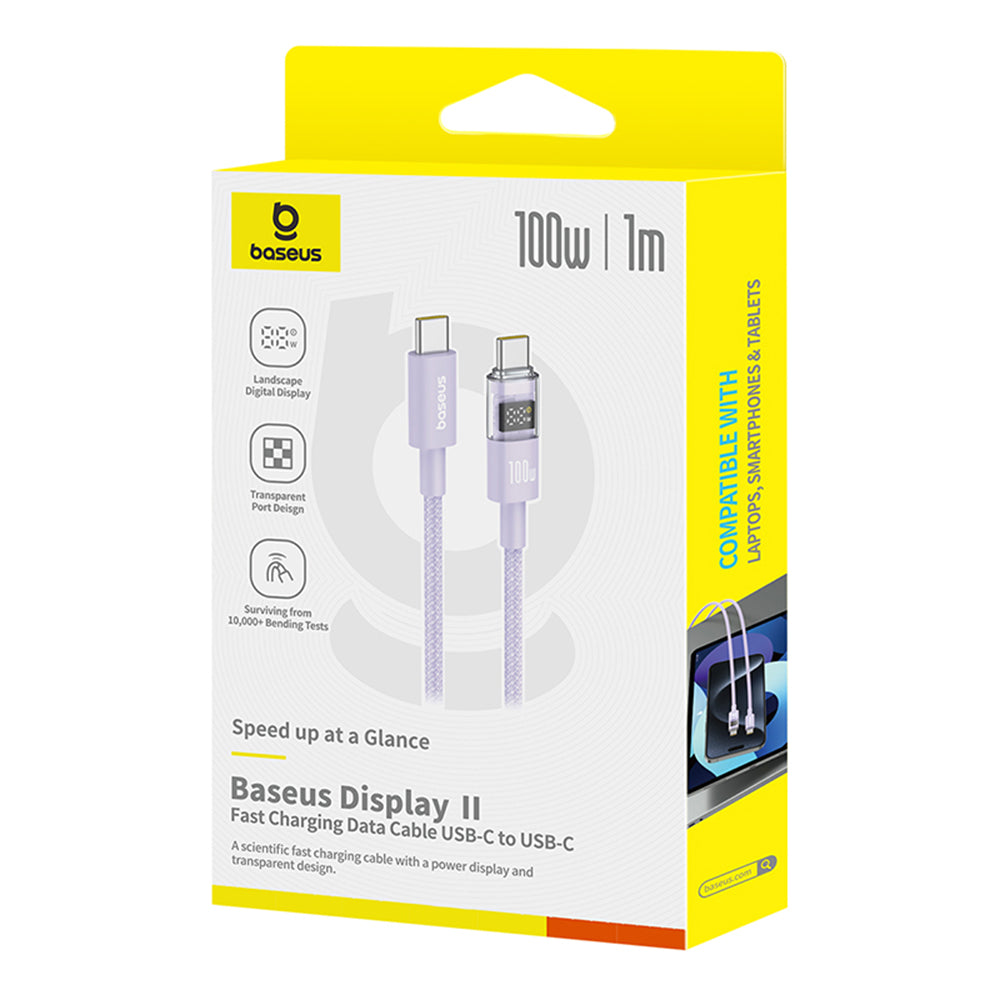 Kabl za prenos podataka i punjenje USB-C - USB-C Baseus Display 2, 100W, 1m, Ljubičasti P10382702511-00