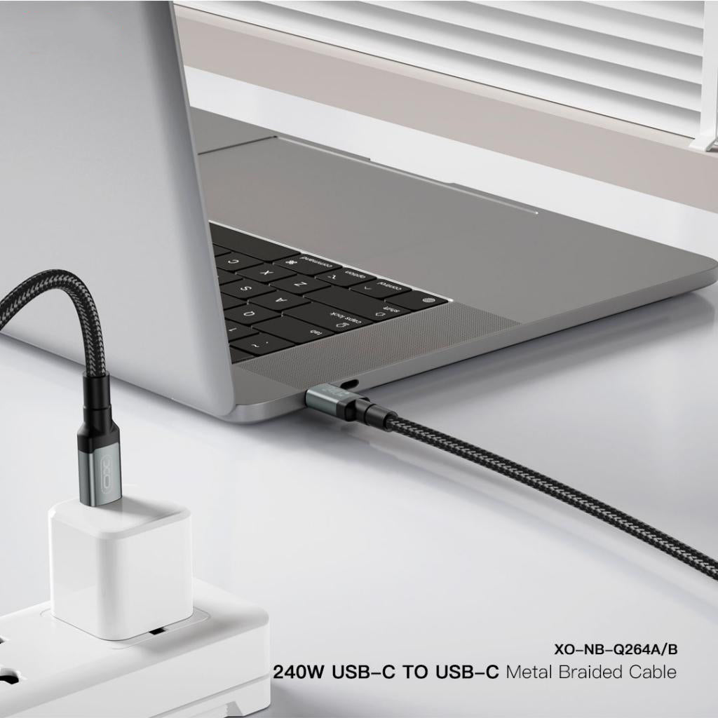 Kabl za podatke i punjenje USB-C - USB-C XO Design NB-Q264B, 240W, 2m, Crni