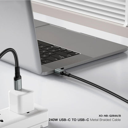 Kabl za podatke i punjenje USB-C - USB-C XO Design NB-Q264B, 240W, 2m, Crni
