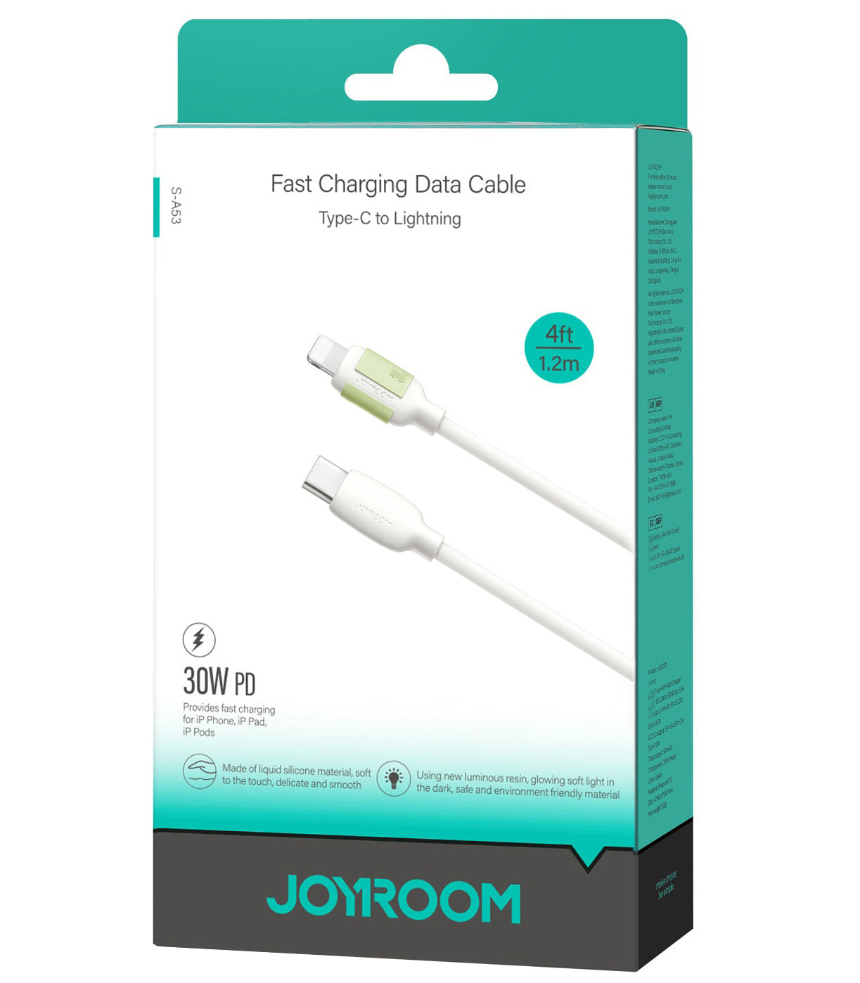 Kabl za prenos podataka i punjenje USB-C - Lightning Joyroom S-A53, 30W, 1.2m, Bež