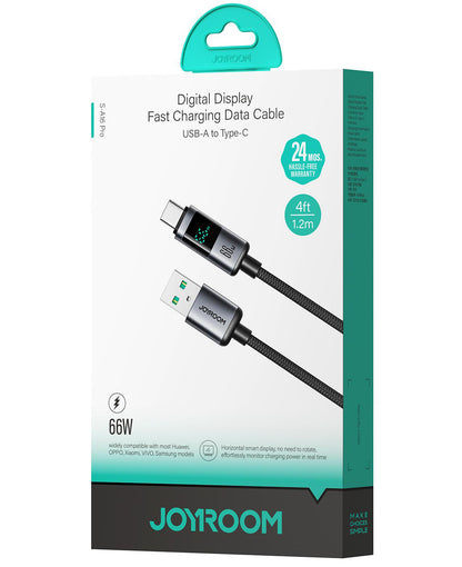 Kabl za podatke i punjenje USB-A - USB-C Joyroom S-A16 Pro Prism Display, 66W, 1.2m, Crni