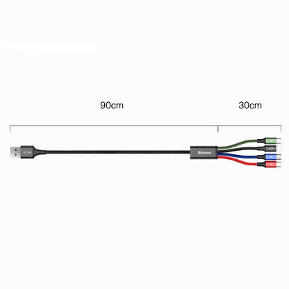 USB-A - 2 x Lightning / microUSB / USB-C Baseus Rapid 4in1 Charging Cable, 20W, 1.2m, Black CA1T4-A01