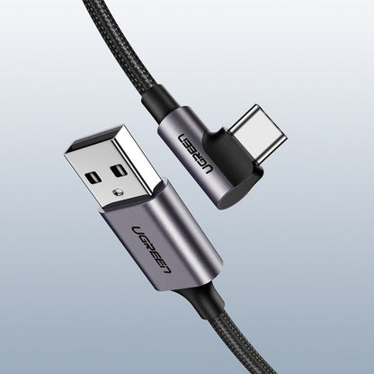 USB-A to USB-C Data and Charging Cable UGREEN US284 Angled, 60W, 1m, Grey