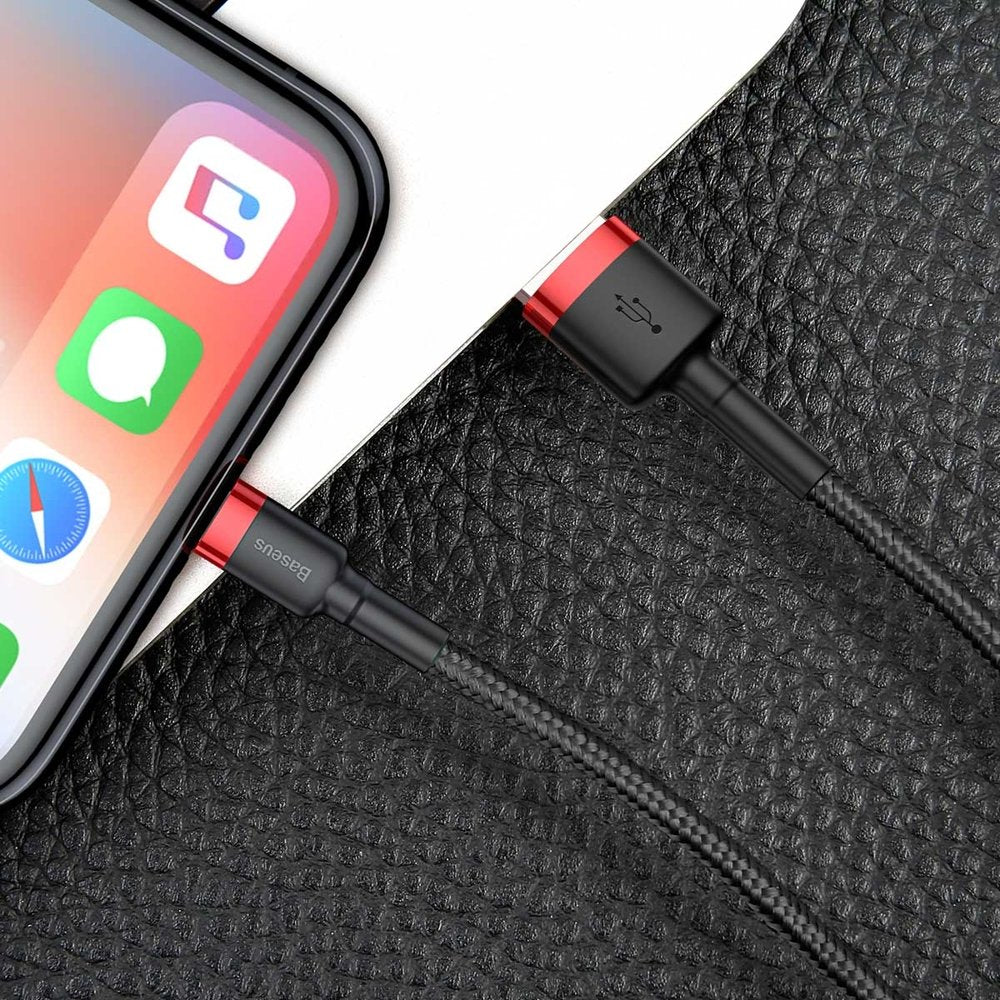 Data and Charging Cable USB-A - Lightning Baseus Cafule, 18W, 0.5m, Red CALKLF-A19