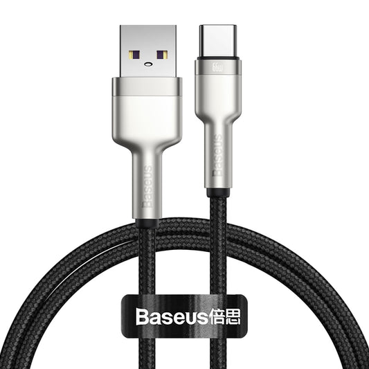 Data and Charging Cable USB-A - USB-C Baseus Cafule Metal Series, 66W, 1m, Black CAKF000101 CAKF000101