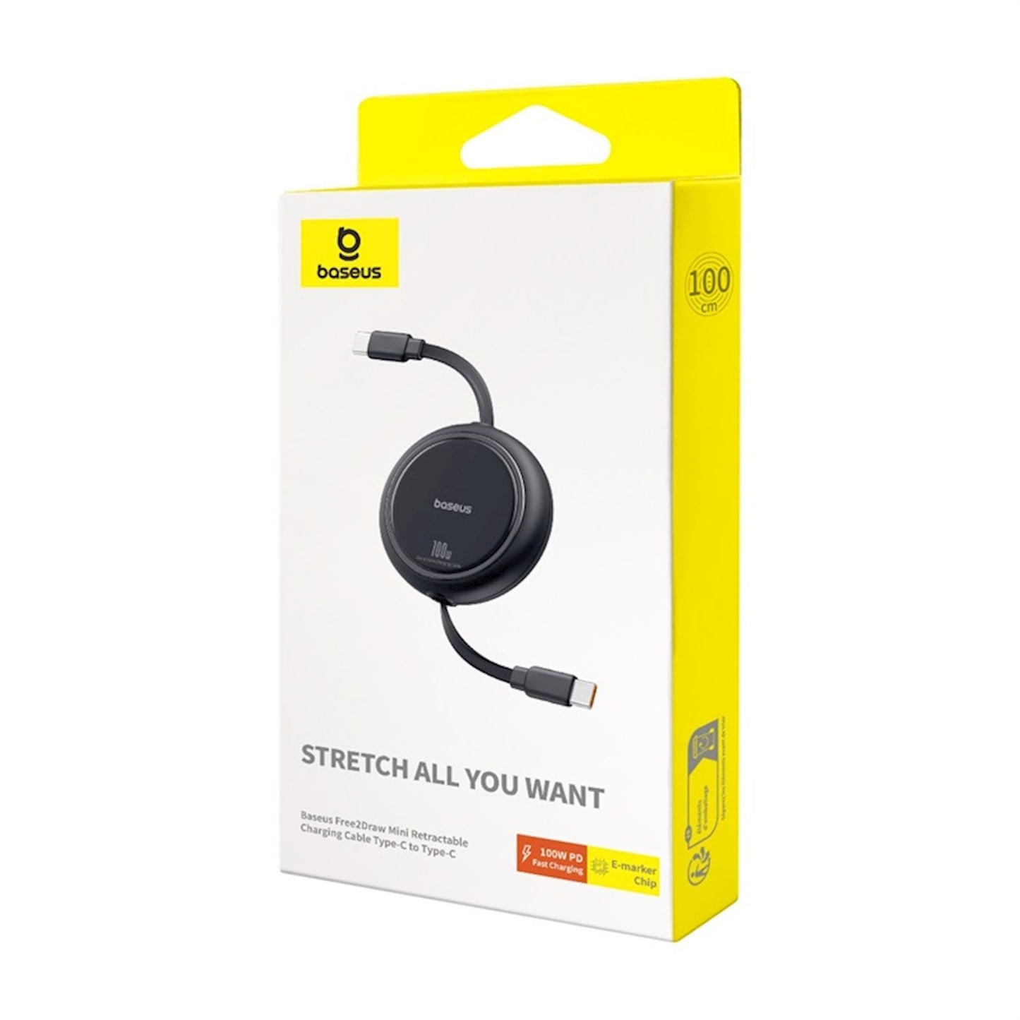 USB-C Data and Charging Cable - USB-C Baseus Free2Draw Mini Retractable, 100W, 1m, Black P10364500111-00 P10364500111-00 