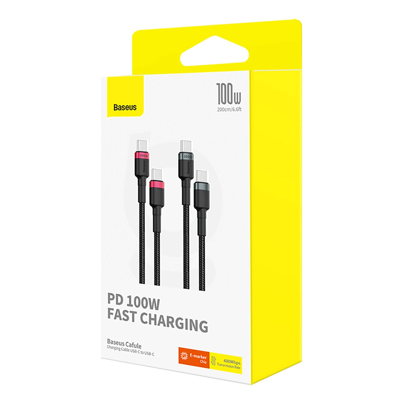 USB-C Data and Charging Cable USB-C - USB-C Baseus Cafule, 100W, 2m, Red, Set 2 pieces