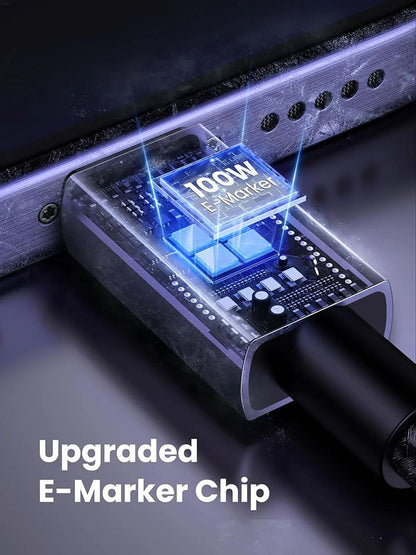 Kabl za prenos podataka i punjenje USB-C - USB-C UGREEN L512, 100W, 0.5m, Sivi