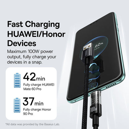 Kabl za prenos podataka i punjenje USB-A - USB-C Baseus Gem, 100W, 2m, Crni P10373002111-01