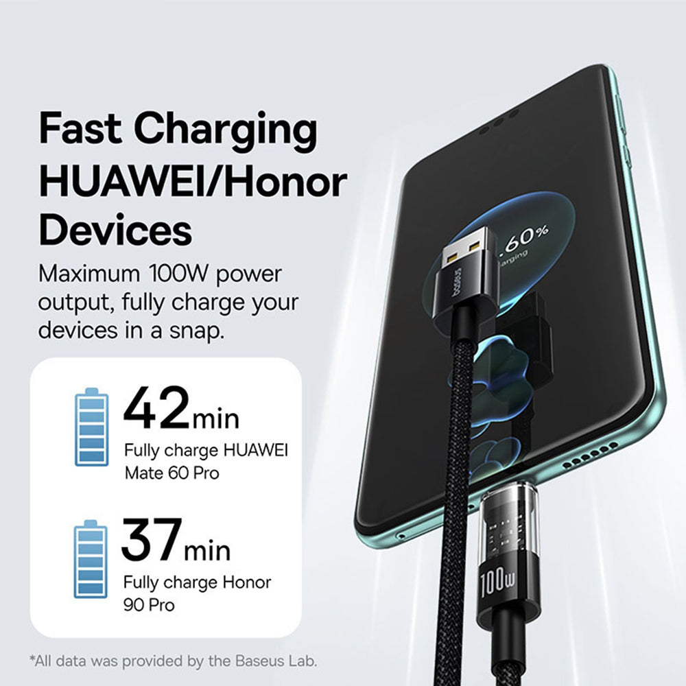 Kabl za prenos podataka i punjenje USB-A - USB-C Baseus Gem, 100W, 1m, Crni P10373002111-00