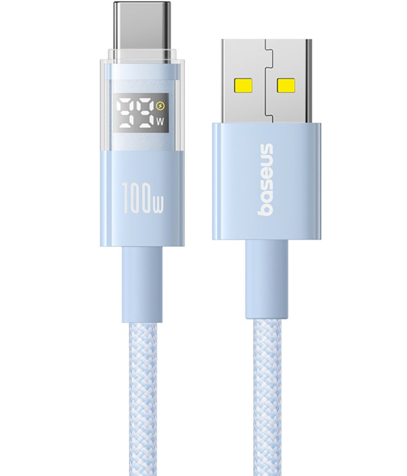 Kabl za prenos podataka i punjenje USB-A - USB-C Baseus Display 2, 100W, 2m, Plavi P10382701311-01