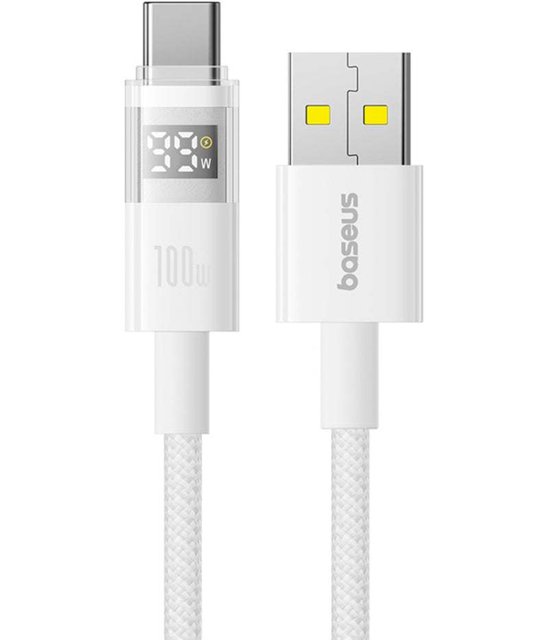 Kabl za prenos podataka i punjenje USB-A - USB-C Baseus Display 2, 100W, 2m, Beli P10382701211-01