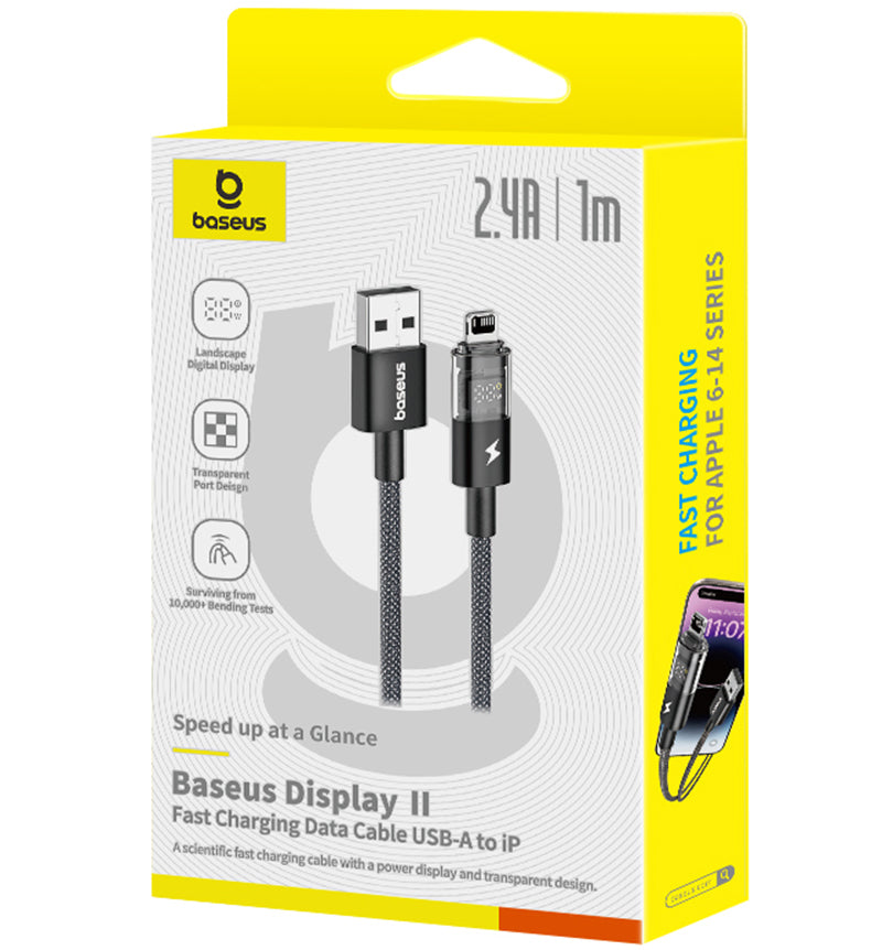 Kabl za prenos podataka i punjenje USB-A - Lightning Baseus Display 2, 18W, 1m, Crni P10382700121-00