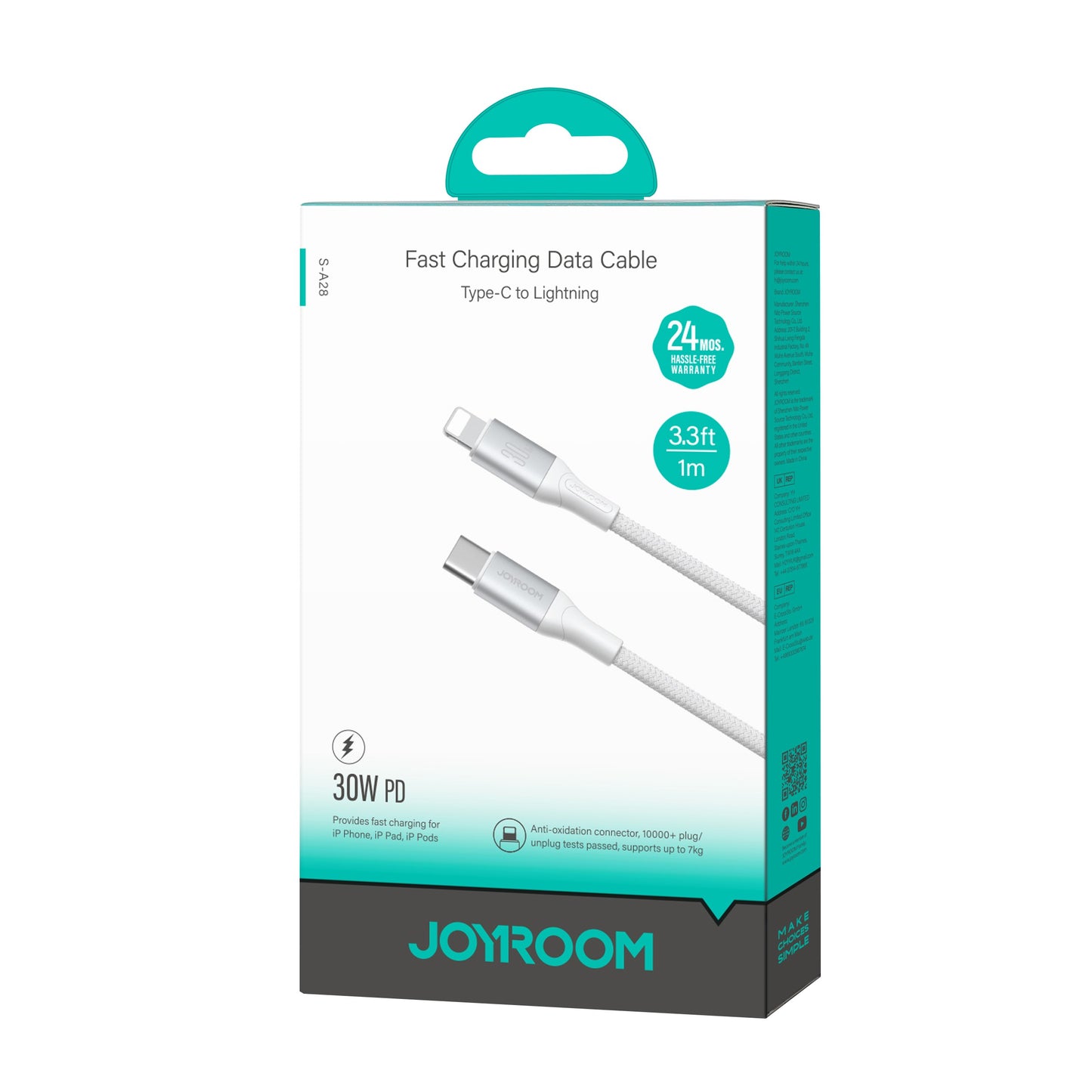 Kabl za podatke i punjenje USB-C - Lightning Joyroom S-A28 Flash, 30W, 1m, Bel