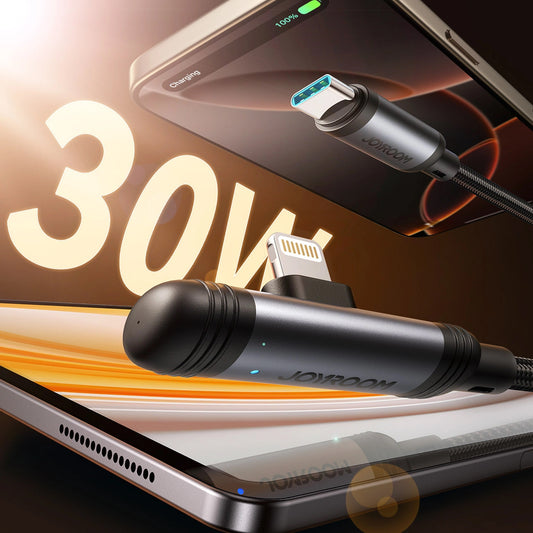 Kabl za prenos podataka i punjenje USB-C - Lightning Joyroom S-A56 EnjoyX Angled, 30W, 1.2m, Crni