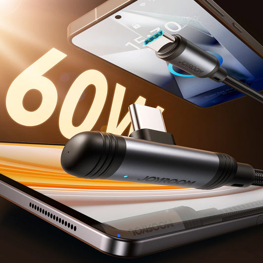 Kabl za prenos podataka i punjenje USB-C - USB-C Joyroom S-A56 EnjoyX Angled, 60W, 1.2m, Crni